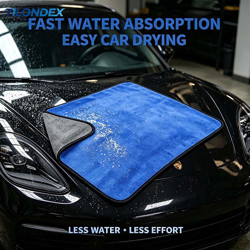 Microfiber Towel Detailing - TILONDEX Blaues Mikrofaser-Autopflegetuch Doppelseitiges Autoreinigungstuch Auto-Wasch-